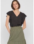 Vila Bluza cu decolteu in V si maneci fluture - Negru