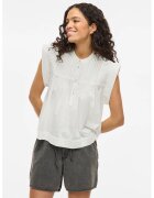 Vila Bluza din bumbac organic cu model uni - Alb
