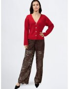 Vila Cardigan slim fit cu decolteu in V - Rosu vermillion