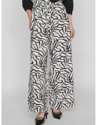 Vila Pantaloni ampli cu talie inalta - Negru stins/Alb optic
