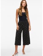 Vila Pantaloni evazati cu model si talie elastica - Negru