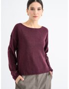 Vila Pulover tricotat fin cu croiala lejera si maneci cazute - Violet tyrian
