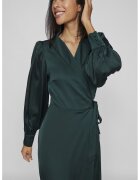 Vila Rochie midi de satin cu model petrecut - Verde inchis
