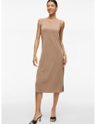 Vila Rochie midi din amestec de modal cu slit lateral - Bej