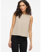 Vila Top din bumbac organic cu model uni - Maro taupe