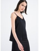 Vila Top din satin cu captuseala din dantela - Negru