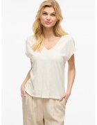 Vila Tricou cu decolteu in V si decupaj pe spate - Alb fildes