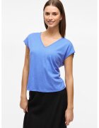Vila Tricou cu decolteu in V si decupaj pe spate - Albastru