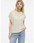 Vila Tricou din amestec de modal cu decolteu rotund - Alb murdar