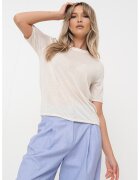 Vila Tricou semitransparent din amestec de in - Bej deschis melange