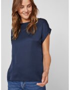 Vila Tricou uni cu aspect satinat - Bleumarin