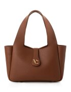 Vince Camuto Geanta de piele ecologica cu logo metalic - Maro cognac