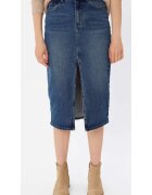 Volcano Fusta midi din denim cu slit frontal G-Vyen - Bleumarin - Bleumarin inchis