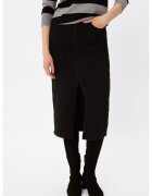 Volcano Fusta midi din denim cu slit frontal G-Vyen - cu buzunare - Neagra - Negru