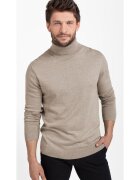 Volcano Pulover tricotat fin cu guler inalt - S-Max - Bej melange - Bej melange