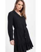 Volcano Rochie lejera din viscoza cu maneci lungi - G-Peya - decolteu in V - neagra - Negru