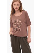 Volcano Tricou dama T-Prime - imprimeu abstract - tesatura respirabila - bumbac - maro