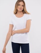 Volcano Tricou de bumbac cu decolteu la baza gatului - T‑DIANA - Alb - Alb