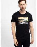 Volcano Tricou din bumbac pentru barbati T-Reli - negru cu imprimeu - Negru