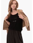 Volcano Tricou oversize T-Icon pentru femei - negru cu imprimeu