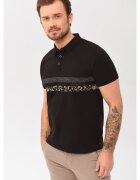 Volcano Tricou polo O-Stev pentru barbati - negru cu imprimeu