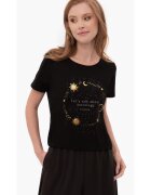 Volcano Tricou T-Astro pentru femei - negru cu imprimeu spatial - Negru imprimeu