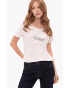 Volcano Tricou T-Note pentru femei din bumbac - alb cu imprimeu