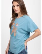 Volcano Tricou T-Plants pentru femei - turcoaz cu frunze
