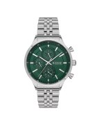 Wesse Ceas barbatesc WWG207405 - 43 mm - otel - rezistent la apa 5 ATM - argintiu - cadran verde