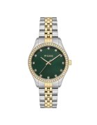 Wesse Ceas dama 34 mm - otel - rezistent la apa 5 ATM - argintiu/auriu - cadran verde
