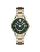 Wesse Ceas dama 36 mm - curea otel aurie - cadran verde - rezistent la apa 5 ATM