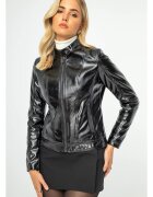 Wittchen Jacheta de dama piele ecologica - neagra - cusaturi delicate