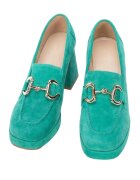 Wittchen Pantofi dama piele intoarsa - toc gros - cu catarama - verde