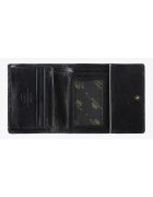 Wittchen Portofel dama piele naturala - 9 -5x12cm - negru-auriu - cu compartimente pentru bancnote si carduri