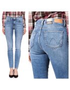 Wrangler Blugi dama - High Rise Skinny - 10625-184 - Bumbac - Lungi - Petite - Denim - W24-L32 US - Albastru