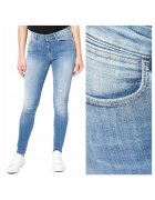 Wrangler Blugi Dama - Skinny - W24-L32 US - Bumbac - Zipper - Lung - 5 Buzunare 2 Mari 2 Medii Externe 1 Mic Intern - Talie Joasa - Albastru