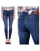 Wrangler Blugi Dama - Skinny W25-L32 - Bumbac - Zipper - Lung - 20 Buzunare 2 Mari 2 Medii Exterioare1 Mic Interior - Talie Joasa - Albastru