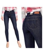 Wrangler Blugi Dama - Super Skinny W24-L32 - Bumbac - Zipper - Lung - 23 Buzunare 2 Mari 2 Medii Exterioare1 Mic Interior - Talie Joasa - Albastru