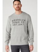 Wrangler Bluza barbati Graphic Crew - gri - bumbac - croiala clasica - imprimeu grafit