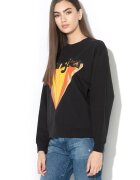 Wrangler Bluza sport cu imprimeu logo - Negru/Portocaliu