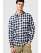 Wrangler Camasa barbati - camasa clasica - bumbac - albastru - maneca scurta