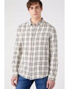 Wrangler Camasa barbati - cu 1 buzunar - carouri ecru - alb - bordo - bumbac -