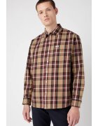 Wrangler Camasa barbati - model We Care - croiala regulata - carouri bej - bordo - negru si gri - bumbac