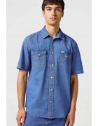 Wrangler Camasa barbati - model Western - maneca scurta - albastru - bumbac