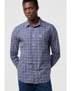Wrangler Camasa barbati - poplin - albastru in carouri - bumbac - maneca scurta