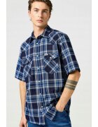 Wrangler Camasa barbati - SS WESTERN SHIRT - 2 buzunare - albastru - bumbac