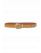 Wrangler Cureaua Dama - Western Belt - Model Clasic - Catarama Din Metal - Reglabil - Reutilizabile - Pentru Pantaloni - Blugi - Rezistenta La Uzura Si Rezistenta La Zgarieturi - 100% Piele Naturala - Maro - Caramel