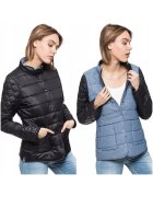 Wrangler Jacheta de tranzitie pentru femei - REVERSIBLE JACKET - Bumbac - Fara gluga - Nasturi - Albastru/Negru -