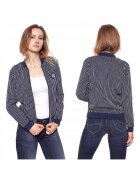 Wrangler Jacheta De Tranzitie - Stripes Bomber - Croiala Regulara - Fermoar - 100% Vascoza - 1 Buzunar Pe Piept - XS - Alb - 1 Bucata