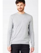 Wrangler Pulover barbati model Crew Knit - gri mediu - croiala regulata - 100% bumbac
